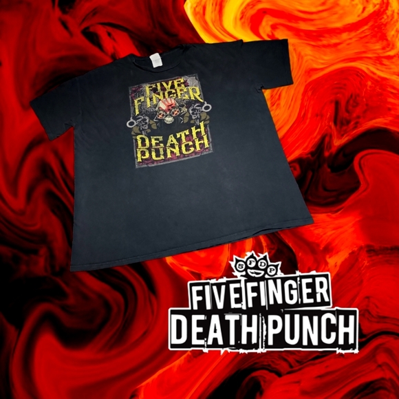 Unisex Five Finger Death Punch Skull Assassin Band Tee Black 2XL‎ - Picture 1 of 7